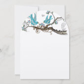 Vintage Birds Aqua & Hot PinkWedding Invitation (Dos)