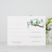 Vintage Birds Blue & Green Wedding Programme (Debout devant)