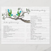 Vintage Birds Blue & Green Wedding Programme (Dos)
