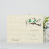 Vintage Birds Blue & Green Wedding Programme (Debout devant)