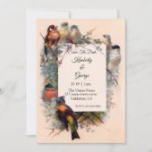 Vintage Birds Cadre Mariage Invitations (Devant)