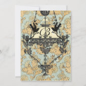 Vintage Birds Damask Chandelier Faire-part de mari (Dos)