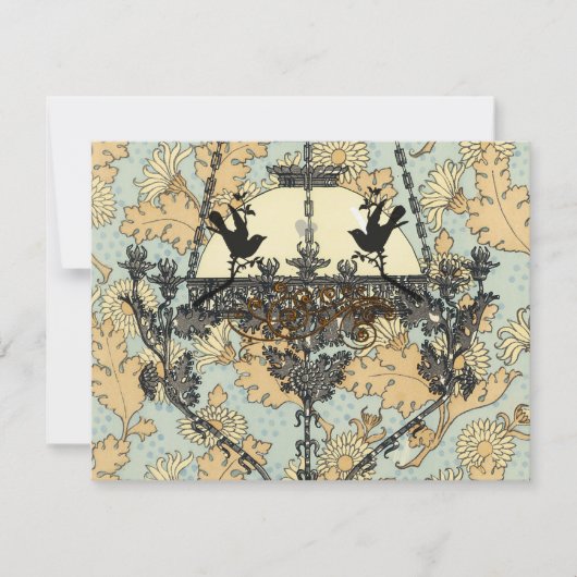 Vintage Birds Damask Chandelier Mariage RSVP (Devant)