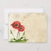 Vintage Birds Damask Poppy Mariage RSVP (Dos)