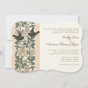 Vintage Birds HoneySuckle Faire-part de mariage