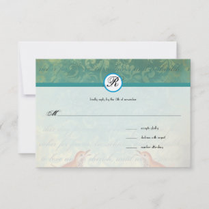 Vintage Birds Lagoon Endive Faire-part de mariage