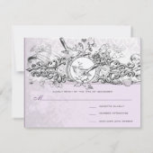 Vintage Birds Lavender Musical Scroll Wedding RSVP (Dos)