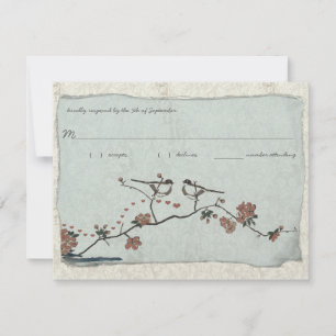 Vintage Birds Mariage damassé RSVP