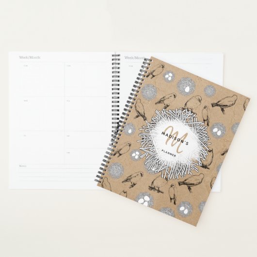 Vintage Birds & Nid Rustic Kraft Brown (Devant avec enveloppe)