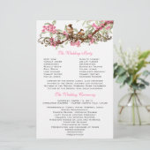 Vintage Birds Pink Flowers Programme de mariage (Debout devant)