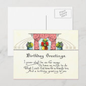 Vintage Birthday Greetings Briefkaart (Voorkant / Achterkant)