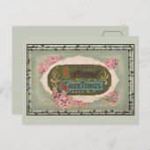 Vintage birthday greetings briefkaart (Voorkant / Achterkant)
