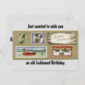 Vintage Birthday Greetings Briefkaart (Voorkant / Achterkant)