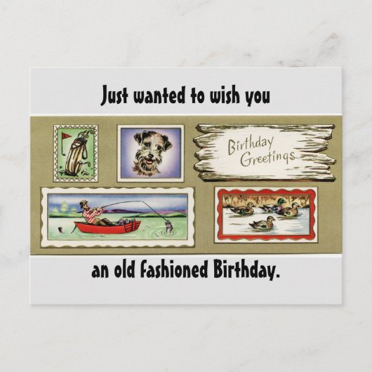 Vintage Birthday Greetings Briefkaart (Voorkant)