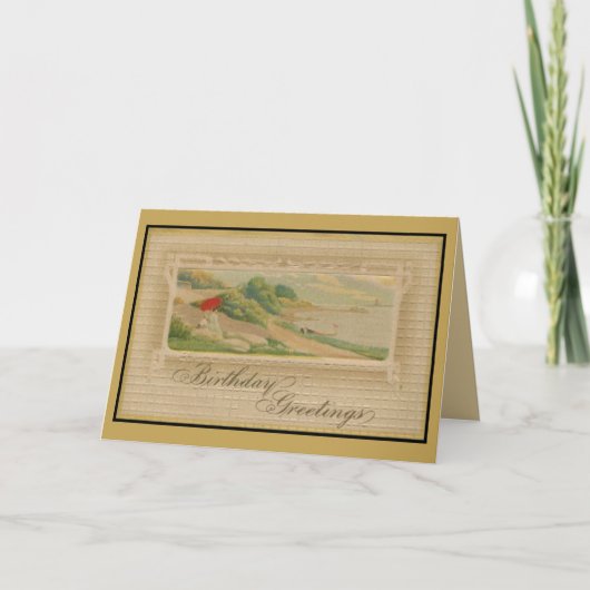 Vintage birthday greetings kaart (Voorkant)