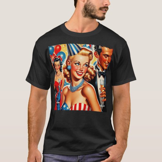 Vintage Birthday Illustration  T-shirt (Voorkant)