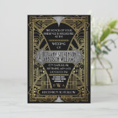 Vintage Black Argent Art Déco Invitations de maria (Debout devant)