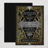 Vintage Black Argent Art Déco Invitations de maria (Devant / Derrière)
