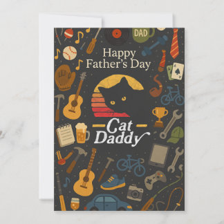 Vintage Black Cat Papa Cadeaux Fathers Carte de jo