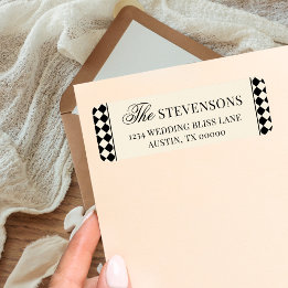 Vintage Black Checkered Old Money Return Address Etiket