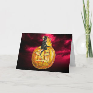 Vintage Black Devil sur carte Jack o' Lantern