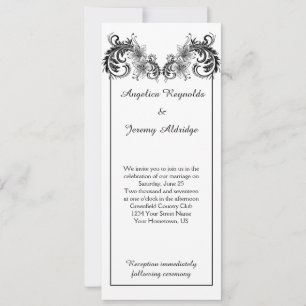 Vintage Black Floral Fils Faire-part de mariage