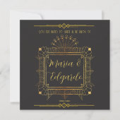 Vintage Black & Gold Art Déco Invitations de maria (Devant)