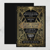 Vintage Black & Gold Art Déco Invitations de maria (Devant / Derrière)