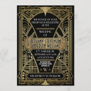 Vintage Black & Gold Art Déco Invitations de maria