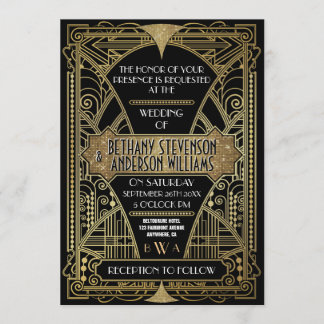 Vintage Black & Gold Art Déco Invitations de maria