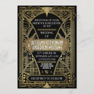 Vintage Black & Gold Art Déco Invitations de maria