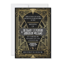 Vintage Black & White Art Déco Invitations de mari