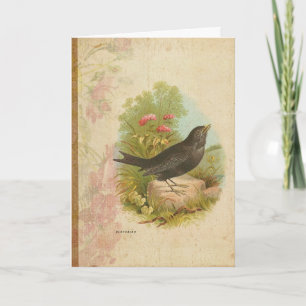 Vintage Blackbird Verjaardag Kaart