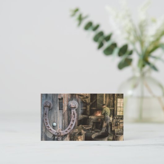Vintage Blacksmith-Hoefijzers Visitekaartje (Staand voorkant)