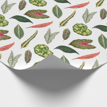 Vintage blad novelties inpakpapier - Wit