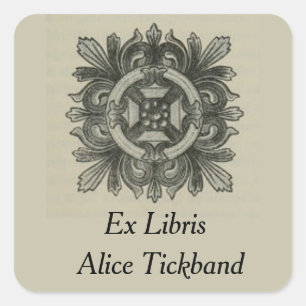 Vintage bladontwerp vierkant ex-libris vierkante sticker