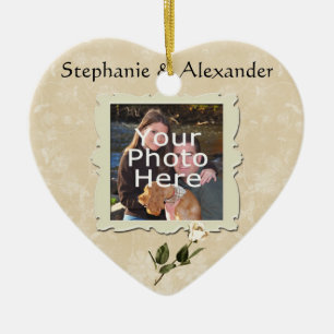 Vintage blanc cadre rose photo Mariage ornement