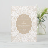 Vintage blanc dentelle mariage Invitations Modèle (Debout devant)