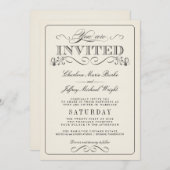 Vintage Blanc Élégant Mariage Invitations WT313 (Devant / Derrière)
