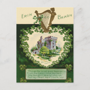 Vintage Blarney Castle Harp of Erin St. Patrick's Briefkaart