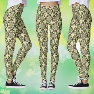 Vintage Blarney Castle & Shamrocks Kaleidoscoop Leggings