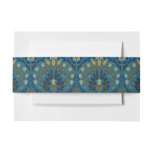 Vintage Blau Teal William Morris Herfstbloemen Uitnodigingen Wikkel