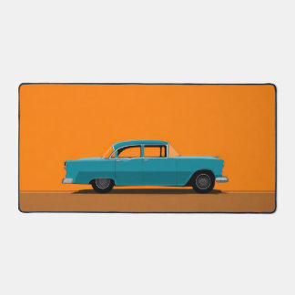 Vintage Blauwe Auto Minimalistische Kunst Bureaumat