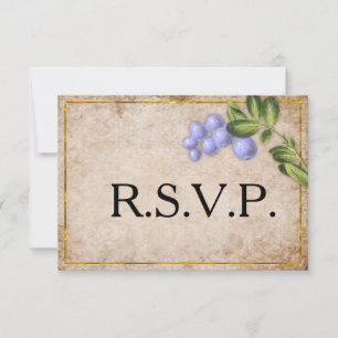 Vintage blauwe bessen weddenschap RSVP Kaartje