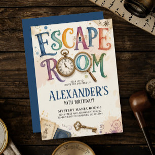 Vintage Blauwe Escape Room Mysterie Oplossende Det Kaart
