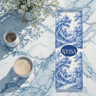 Vintage Blauwe Franse Toile Parisiaanse Charme Lan Yogamat