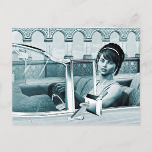 Vintage Blauwe Glamour Vrouwenportret Kunst Briefkaart