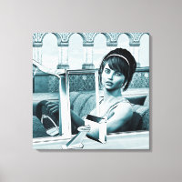 Vintage Blauwe Glamour Vrouwenportret Kunst