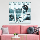 Vintage Blauwe Glamour Vrouwenportret Kunst Canvas Afdruk (Insitu (Woonkamer))