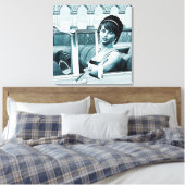 Vintage Blauwe Glamour Vrouwenportret Kunst Canvas Afdruk (Insitu (Slaapkamer))